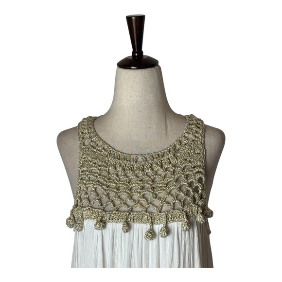 Lilly Pulitzer Dress Women Small White Gold Crochet Rachelle Mini Preppy Coastal - Picture 6 of 11